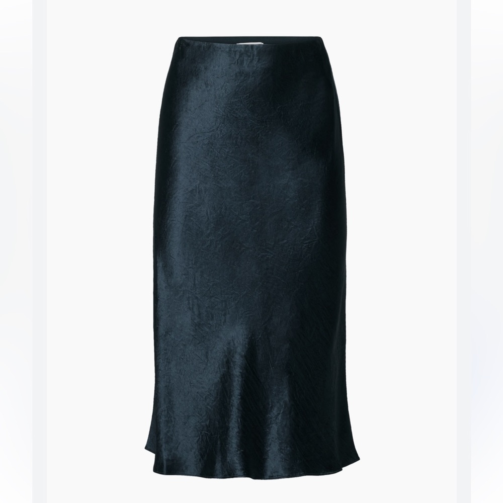 Elegant Black Satin Midi Skirt